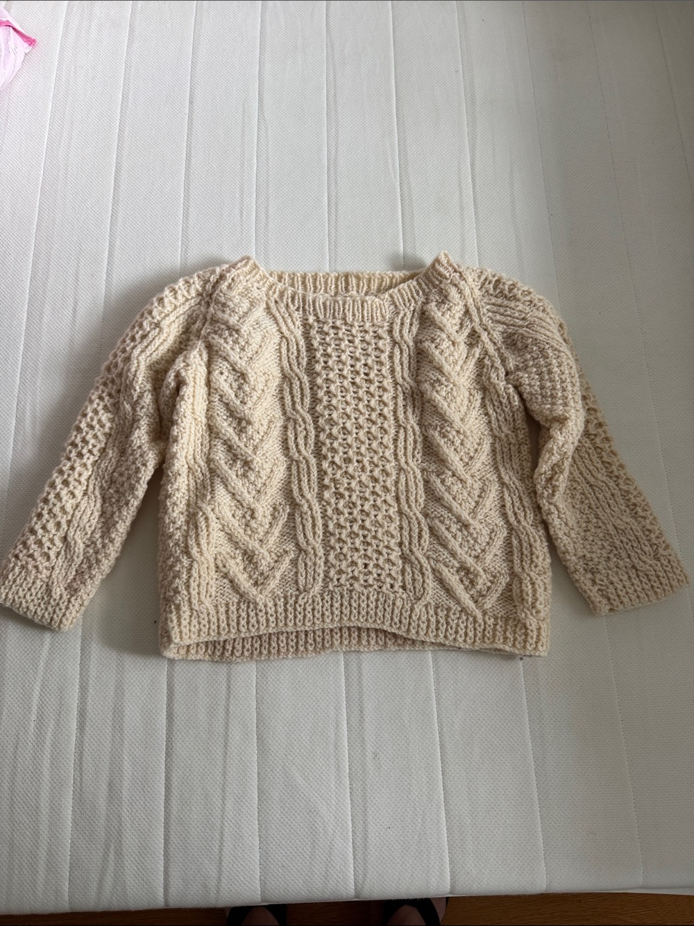 Kids Irish Knit Handmade Cable Knit Pullover Sweater - Cream